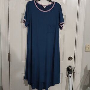 LulaRoe Womens Light Blue Pocket T-shirt Stretch Dress Size 2XL